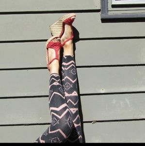 Red Wedged Sandals